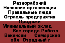 Разнорабочий › Название организации ­ Правильные люди › Отрасль предприятия ­ Продажи › Минимальный оклад ­ 30 000 - Все города Работа » Вакансии   . Самарская обл.,Отрадный г.